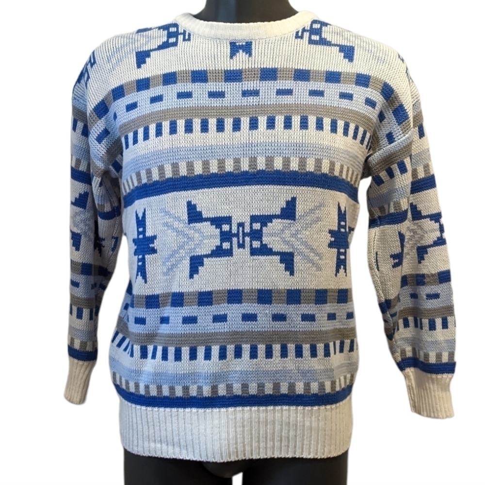 VINTAGE blue grampa style knit sweater No size